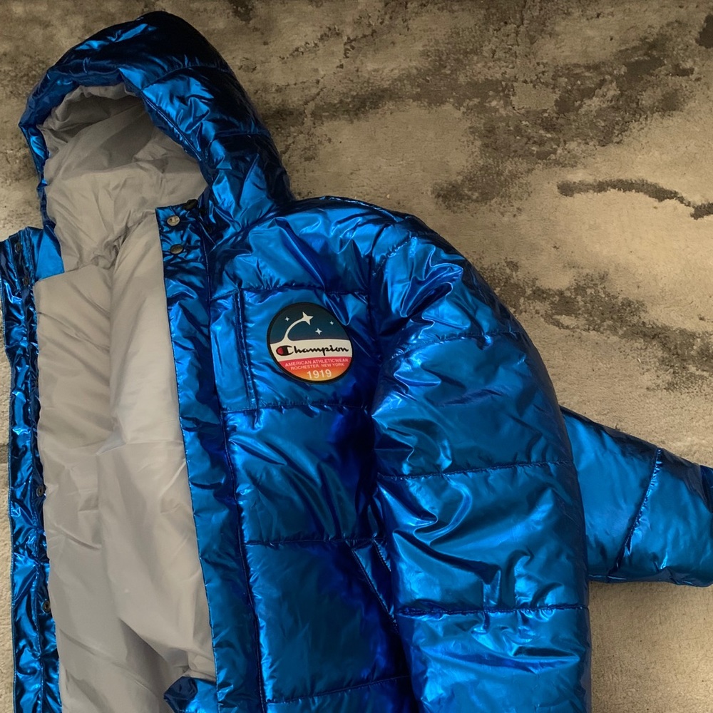 NWT Champion Metallic Blue Puffer Jacket size L